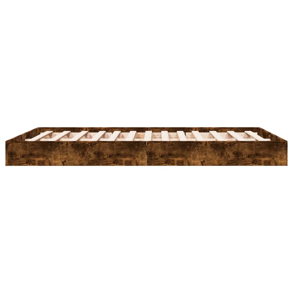 Bed Frame without Mattress Smoked Oak 140x200 cm Engineered Wood