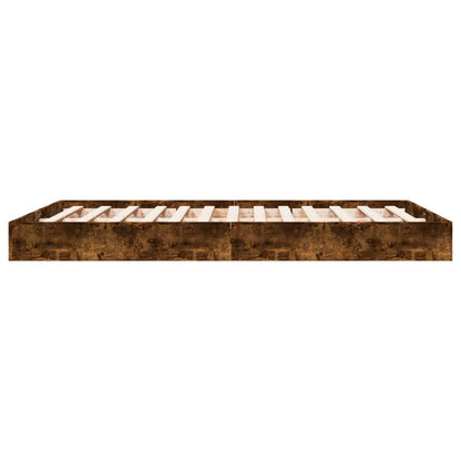 Bed Frame without Mattress Smoked Oak 140x200 cm Engineered Wood