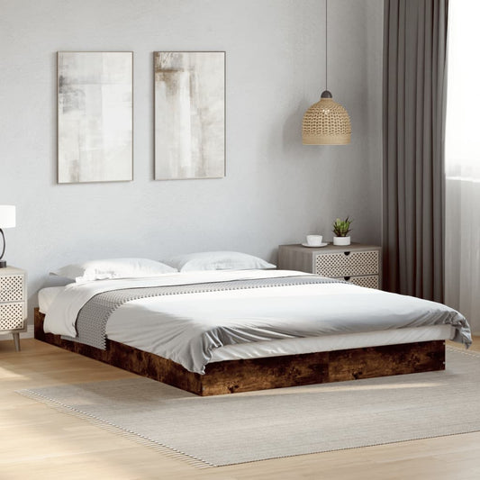 Bed Frame without Mattress Smoked Oak 140x200cm Engineered Wood