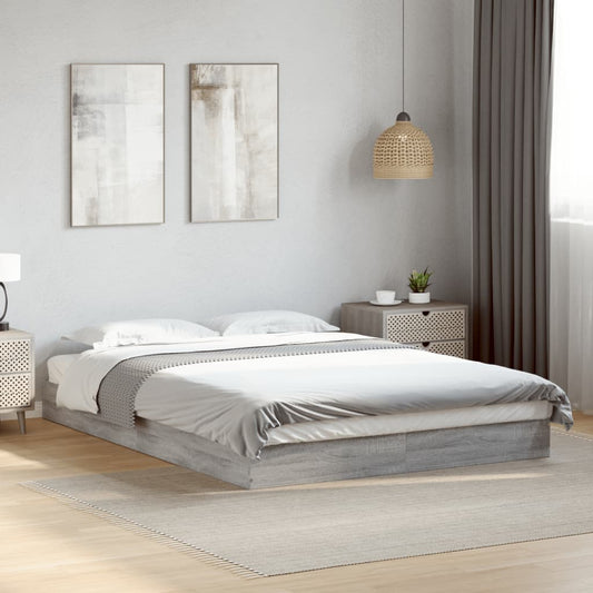Bed Frame without Mattress Grey Sonoma 140x200 cm