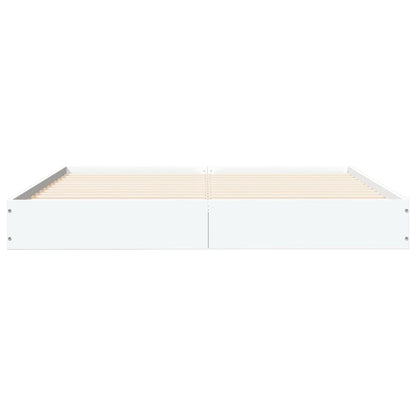 Bed Frame without Mattress White 135x190 cm Double Engineered Wood