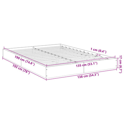 Bed Frame without Mattress White 135x190 cm Double Engineered Wood