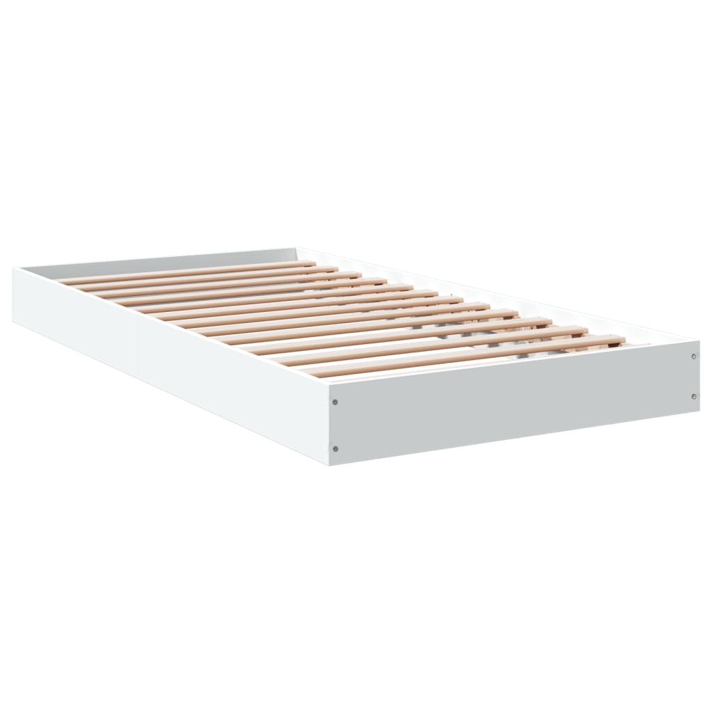 Bed Frame without Mattress White 90x190 cm Single Engineered Wood