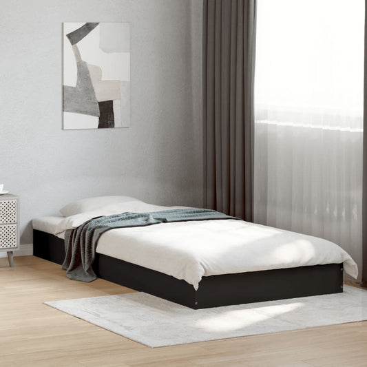 Bed Frame without Mattress Black 75x190 cm Engineered Wood