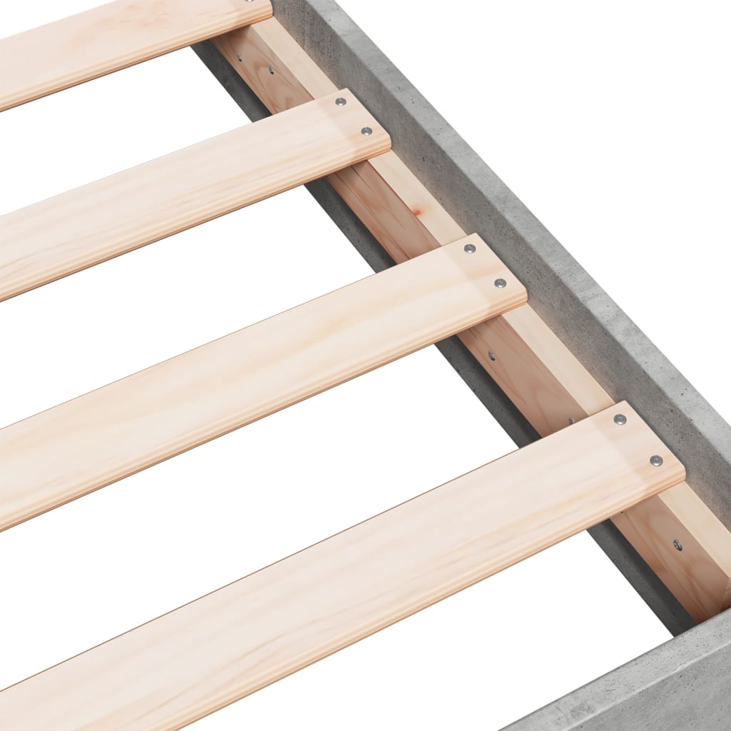 Bed Frame without Mattress Concrete Grey 75x190 cm Small Single
