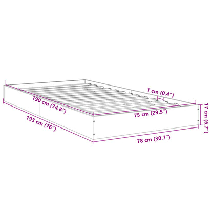 Bed Frame without Mattress Concrete Grey 75x190 cm Small Single