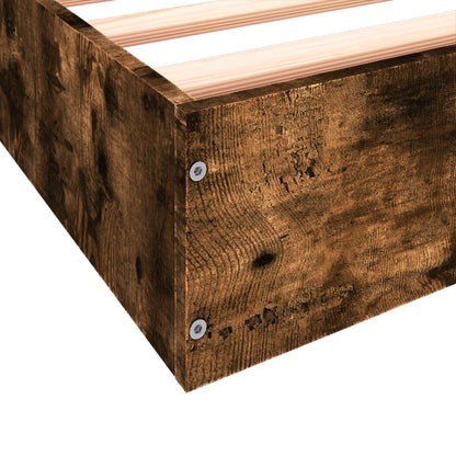 Bed Frame without Mattress Smoked Oak 75x190 cm Small Single Engineered Wood