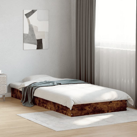 Bed Frame without Mattress Smoked Oak 75x190 cm Engineered Wood