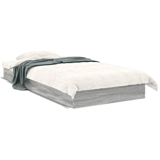 Bed Frame without Mattress Grey Sonoma 75x190cm Engineered Wood