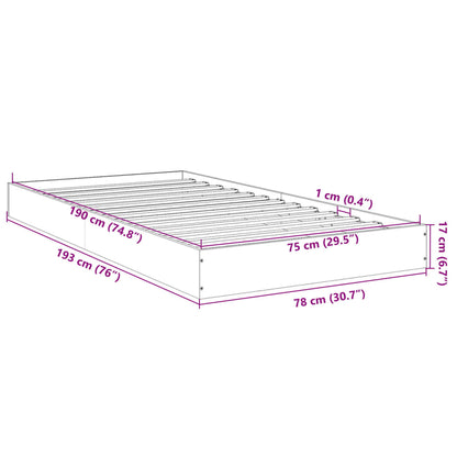 Bed Frame without Mattress Grey Sonoma 75x190 cm Small Single Engineered Wood