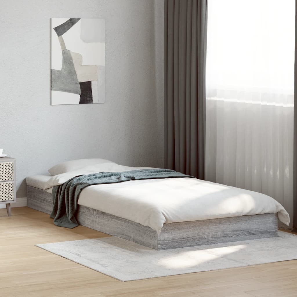 Bed Frame without Mattress Grey Sonoma 75x190 cm Small Single Engineered Wood