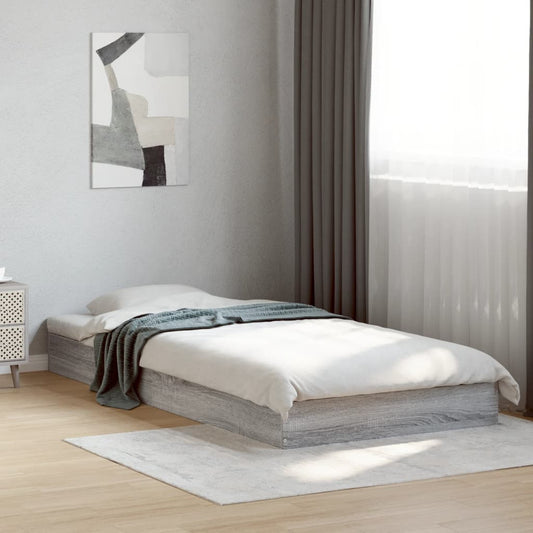 Bed Frame without Mattress Grey Sonoma 75x190cm Engineered Wood