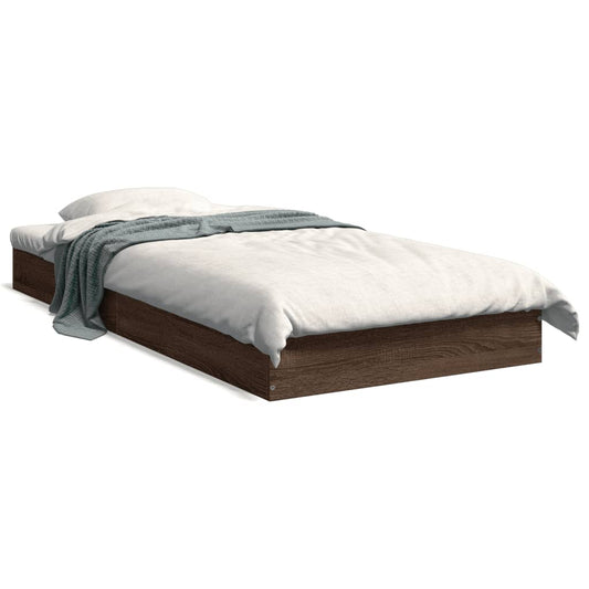 Bed Frame without Mattress Brown Oak 75x190 cm Engineered Wood