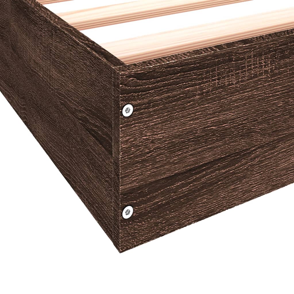 Bed Frame without Mattress Brown Oak 75x190 cm Small Single Engineered Wood