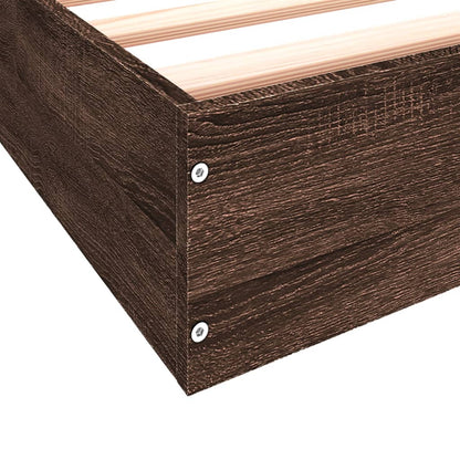 Bed Frame without Mattress Brown Oak 75x190 cm Small Single Engineered Wood