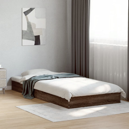 Bed Frame without Mattress Brown Oak 75x190 cm Engineered Wood
