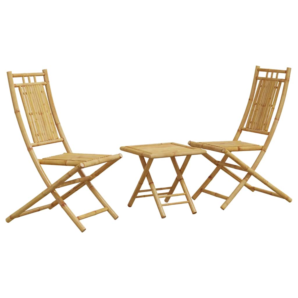 Bistro Set | Natural Bamboo | Foldable | Square | Rustic