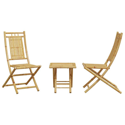 Bistro Set | Natural Bamboo | Foldable | Square | Rustic