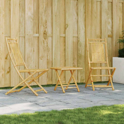 Bistro Set | Natural Bamboo | Foldable | Square | Rustic