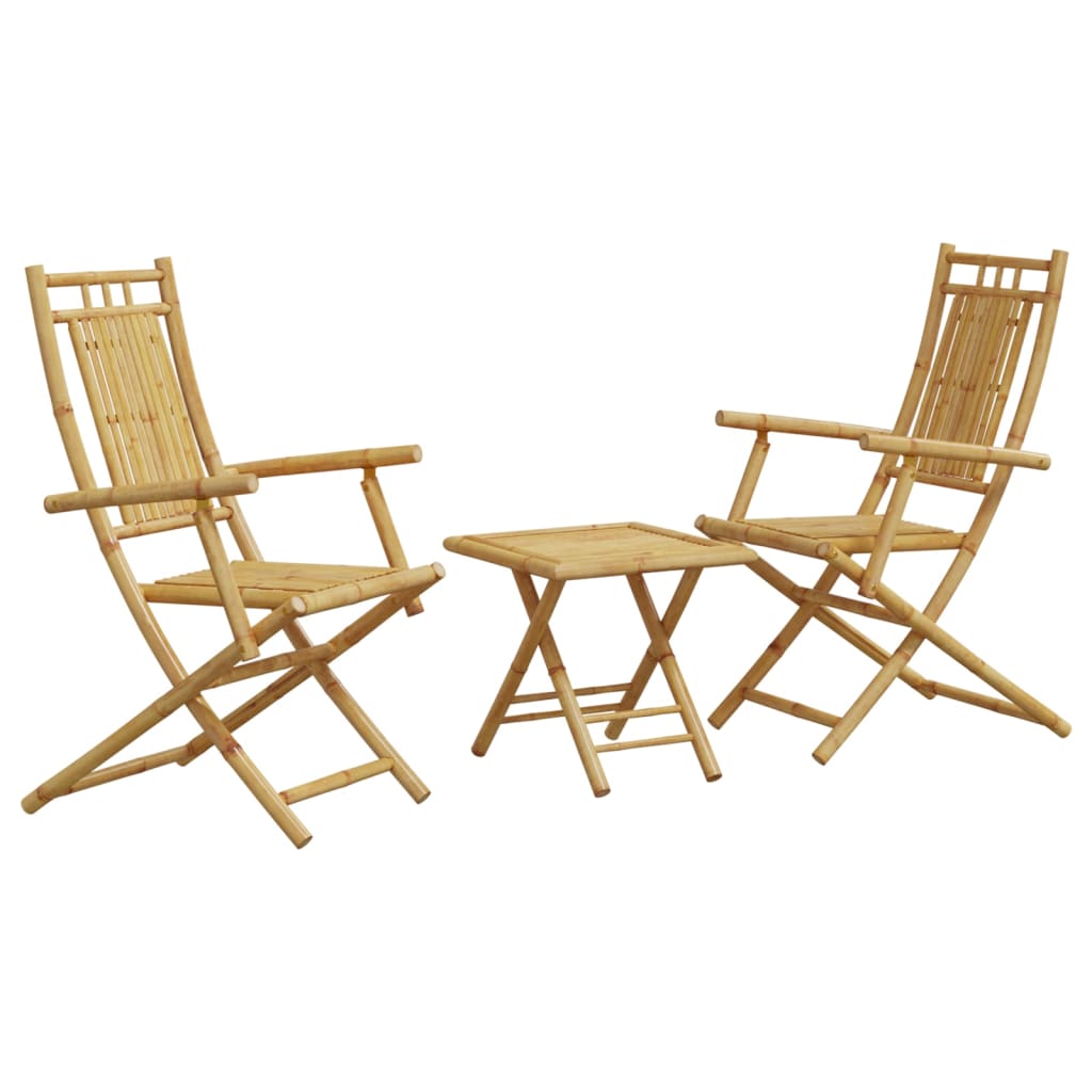 Bistro Set | Natural Bamboo | Bamboo | 3 Piece Set | Foldable