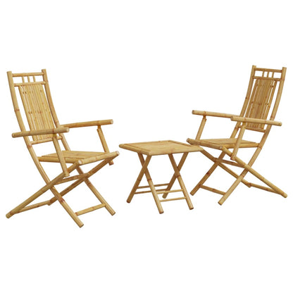 Bistro Set | Natural Bamboo | Bamboo | 3 Piece Set | Foldable
