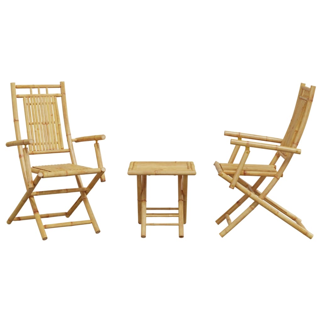Bistro Set | Natural Bamboo | Bamboo | 3 Piece Set | Foldable