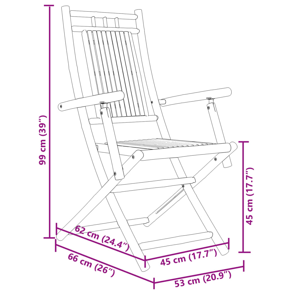 Bistro Set | Natural Bamboo | Bamboo | 3 Piece Set | Foldable