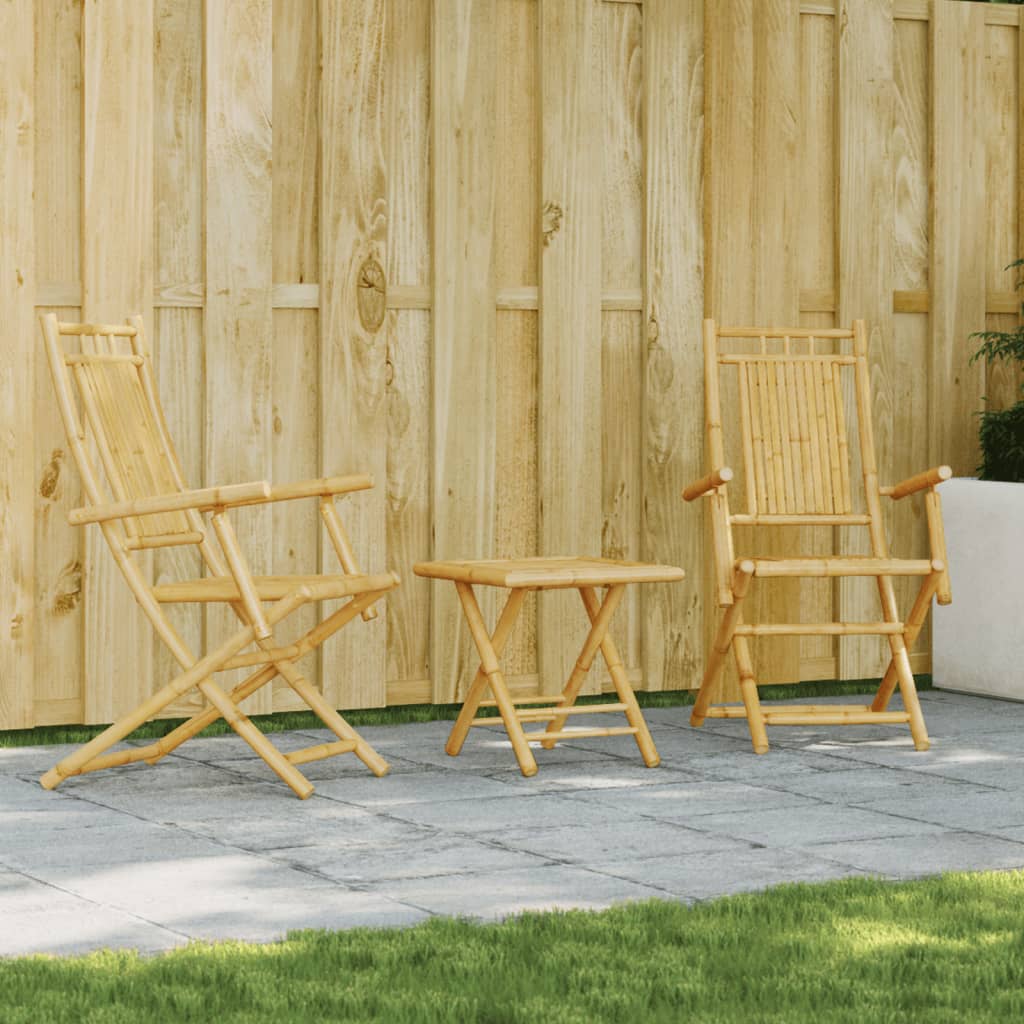 Bistro Set | Natural Bamboo | Bamboo | 3 Piece Set | Foldable