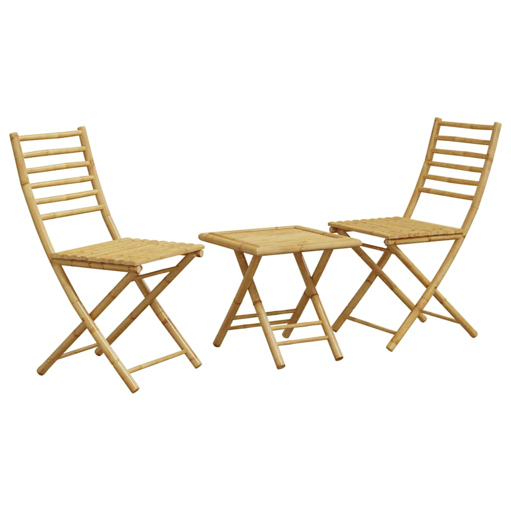 Bistro Set | Natural Bamboo | Bamboo | Compact | Foldable | Bistro Set