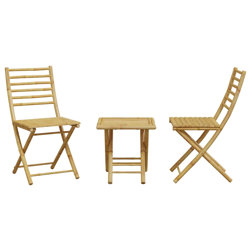 Bistro Set | Natural Bamboo | Bamboo | Compact | Foldable | Bistro Set