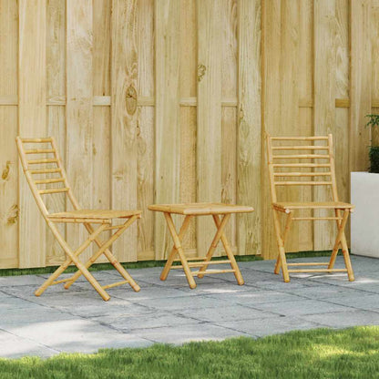 Bistro Set | Natural Bamboo | Bamboo | Compact | Foldable | Bistro Set
