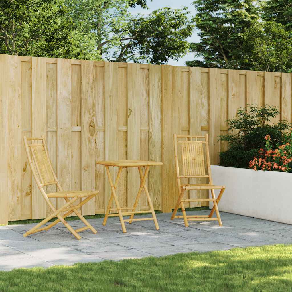 Bistro Set | Natural Bamboo | Bamboo | Compact | Foldable | Bistro Set