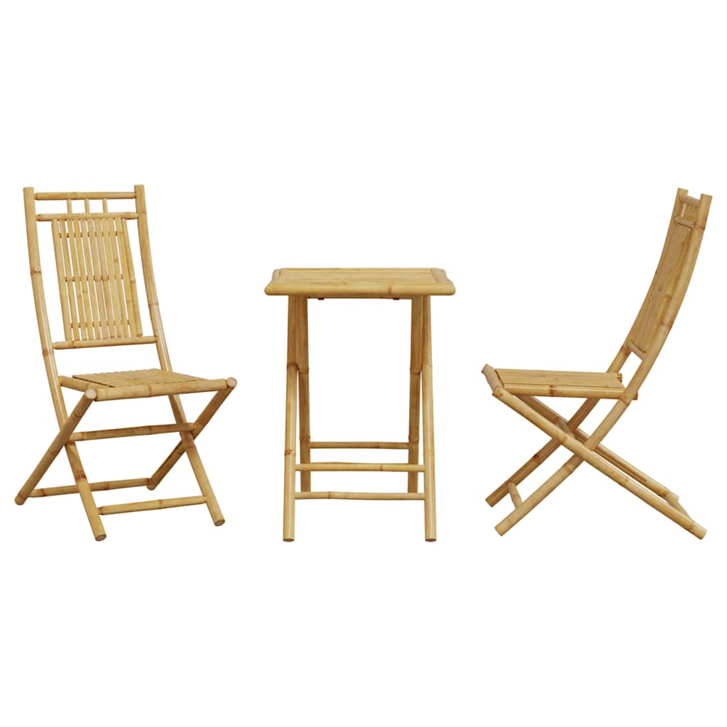 Bistro Set | Natural Bamboo | Bamboo | Compact | Foldable | Bistro Set