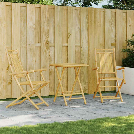 Bistro Set | Natural Bamboo | Bamboo | Medium | Foldable | Bistro Set
