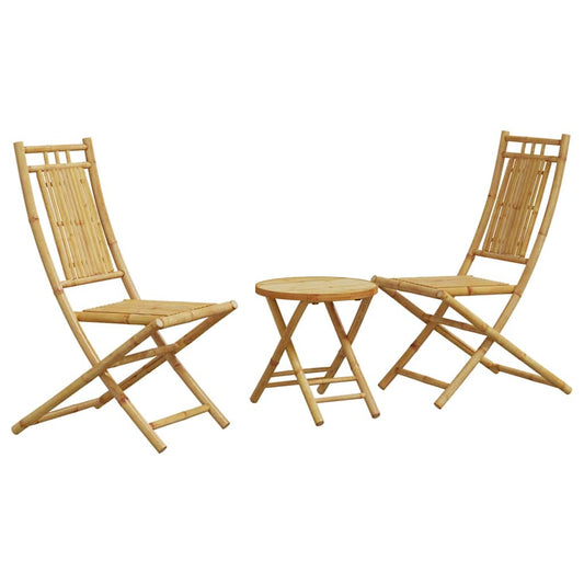 Bistro Set | Natural Bamboo | Bamboo | 3 piece set |  Foldable