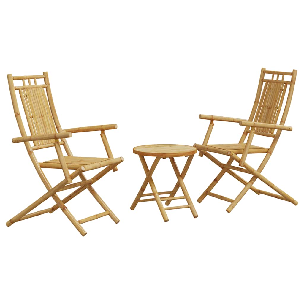 Bistro Set | Natural Bamboo | Bamboo | Compact | Foldable | Bistro Set