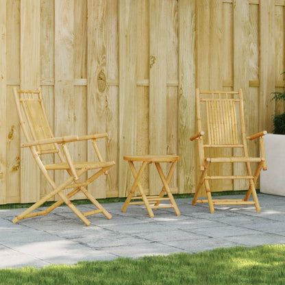 Bistro Set | Natural Bamboo | Bamboo | Compact | Foldable | Bistro Set