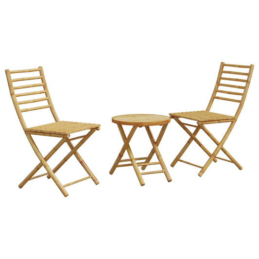 Bistro Set | Natural Bamboo | Bamboo | Compact | Foldable | Bistro Set