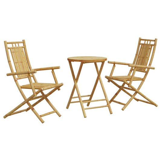 Bistro Set | Natural Bamboo | Bamboo | 2-seater | Foldable | Bistro Set
