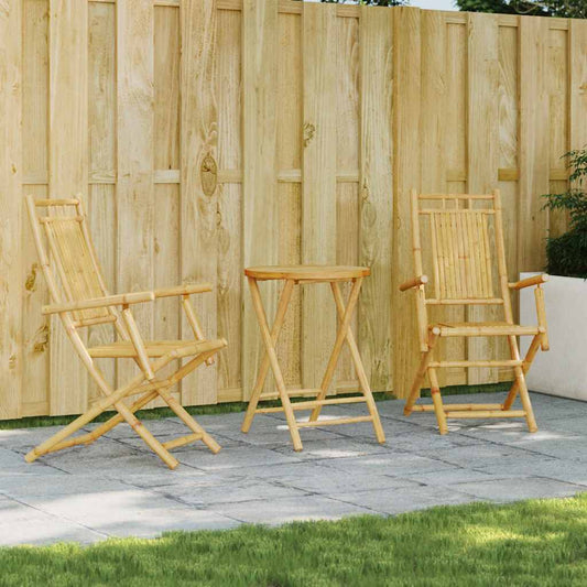 Bistro Set | Natural Bamboo | Bamboo | 2-seater | Foldable | Bistro Set