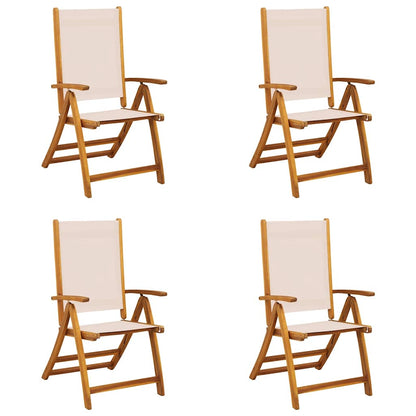 Folding Garden Chairs 4 pcs Solid Wood Acacia and Textilene