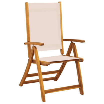 Folding Garden Chairs 4 pcs Solid Wood Acacia and Textilene