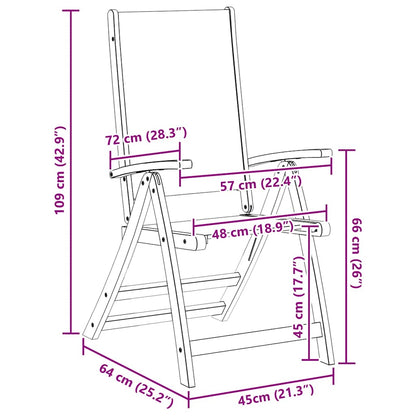 Folding Garden Chairs 4 pcs Solid Wood Acacia and Textilene
