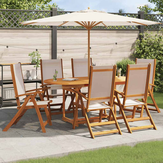Folding Chairs 6 pcs Solid Wood Acacia and Textilene