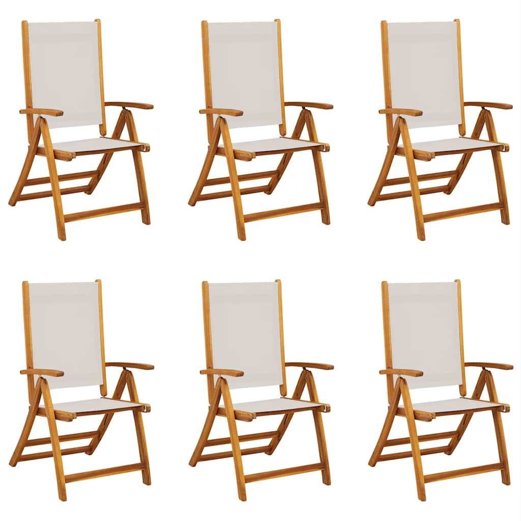 Folding Garden Chairs 6 pcs Solid Wood Acacia and Textilene