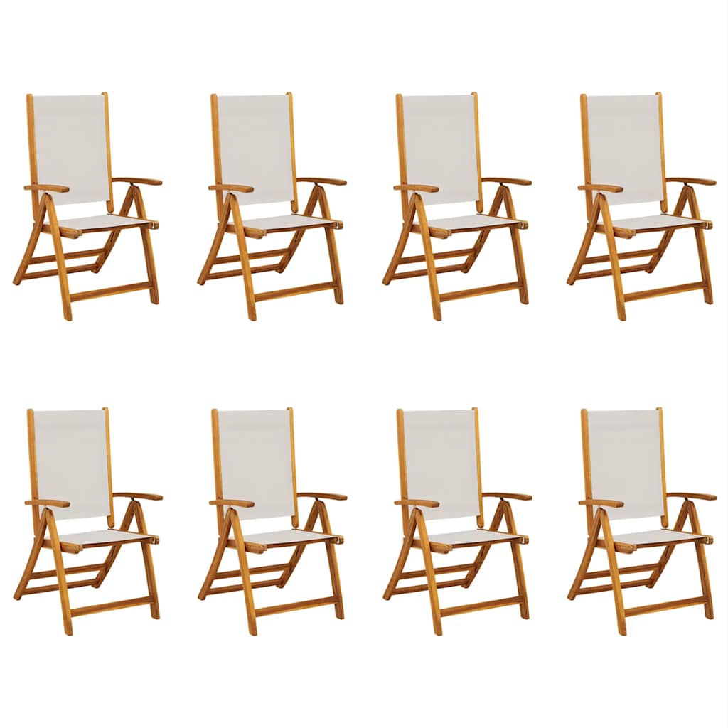 Folding Garden Chairs 8 pcs Solid Wood Acacia and Textilene