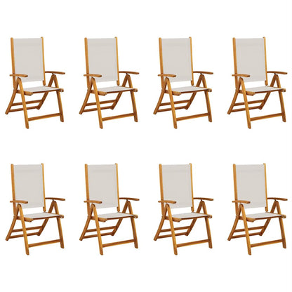 Folding Garden Chairs 8 pcs Solid Wood Acacia and Textilene