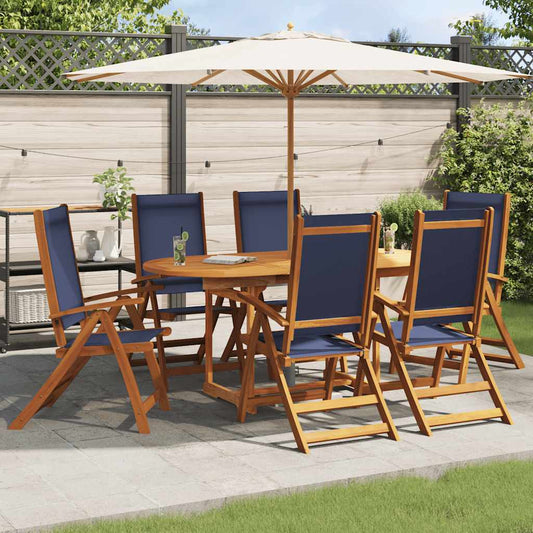 Folding Garden Chairs 6 pcs Solid Wood Acacia and Textilene