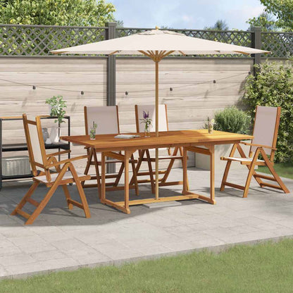 5 Piece Garden Dining Set Solid Wood Acacia and Textilene