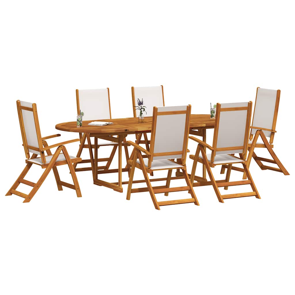 9 Piece Garden Dining Set Solid Wood Acacia and Textilene